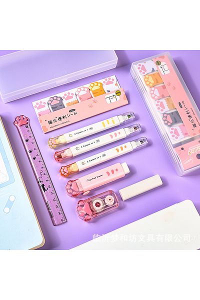 Choice Red Cat Claw Memo Pad Rubber Ruler Learning Cartoon Stationery Set Cute Stickers School Office Writi