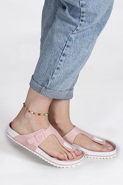 Jump 50004 Single Buckle Salmon Pink Women's Flip Flops