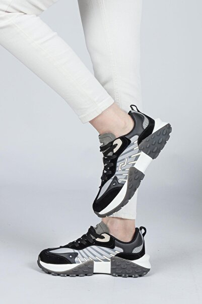 Jump 29092 Siyah - Somon Pembe Kadın Sneaker Günlük Spor Ayakkabı