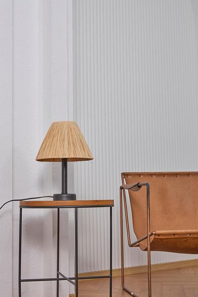 Maison Avf Raffia Black Foot Wired Table Lamp