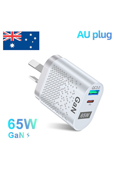 Choice شاحن سريع PD33W من GaN USB C بقدرة 65 وات بمقبس أسترالي أبيض لهاتف iPh...
