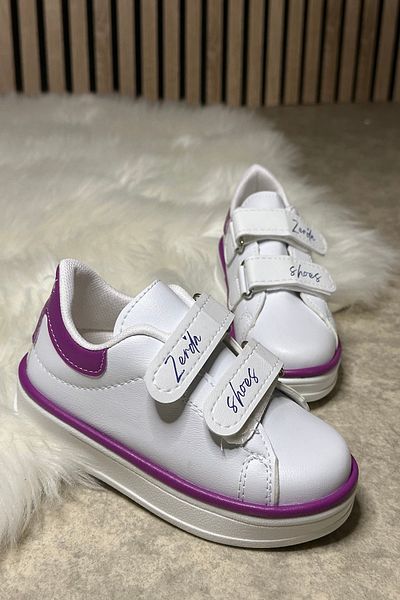 İmerShoes Bílé fialové chlapecké dívčí tenisky - silná podrážka na suchý zip, pohodlné lehké 525pf