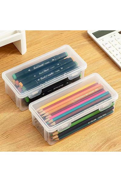 Choice 1PC 1PC Storage box Transparent stationery pen Children's crayon pen bag Desktop storage and clutter