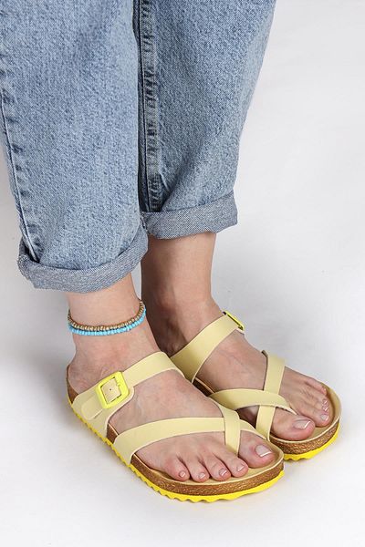 Jump 50008 Single Buckle Yellow Women's Flip Flops