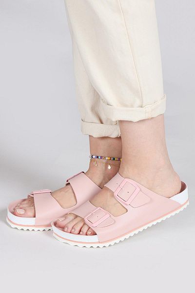 Jump 50003 Salmon Pink Double Buckle Daily Women's Slippers