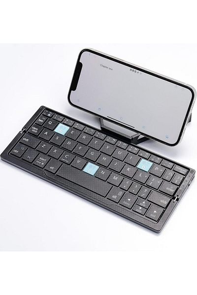 Choice Black Spanish Foldable Bluetooth Keyboard with Magnetic Stand Aluminum Alloy Mini Folding Keyboard R