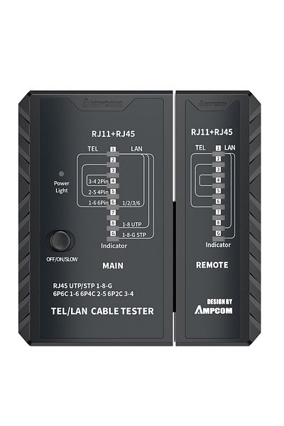 Choice جهاز اختبار كابل الشبكة AMPCOM باللون الأسود، كابل شبكة CAT5E CAT6 CAT6A CAT7 RJ45 LAN 8P8C POE RJ11 Tel