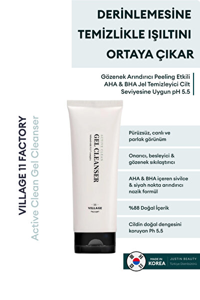 Village 11 Factory Gözenek Arındırıcı Peeling Etkili Aha & Bha Jel Temizleyic...