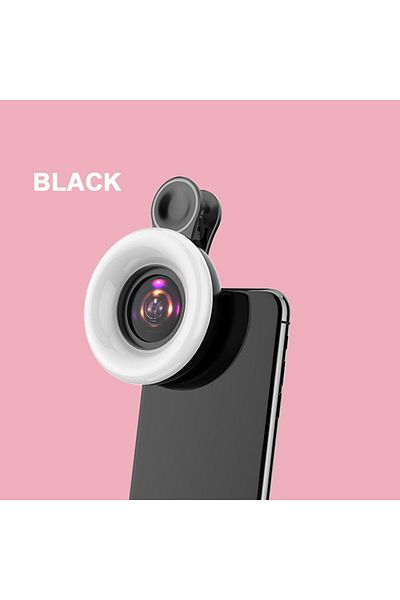 Choice Black Mobile Lens 15X Macro Lens Mobile Phone 2 in 1 HD Camera Lens with LED Ring Flash Light Smartp