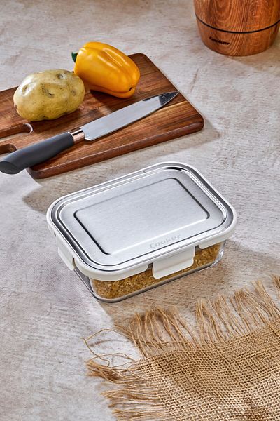 Cooker حاوية تخزين زجاجية سعة 1000 مل – مانعة للتسرب، مع غطاء من الفولاذ المقاوم للصدأ، لحفظ الطعام