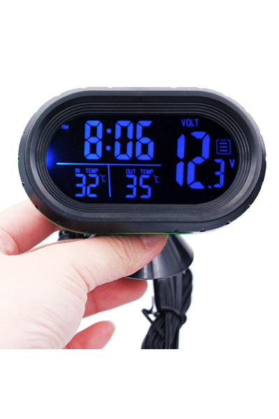 Choice blue DC 12V Car Thermometer 4 in 1 Time Date Dual Temperature LED Auto Digital Car Thermometer Monit