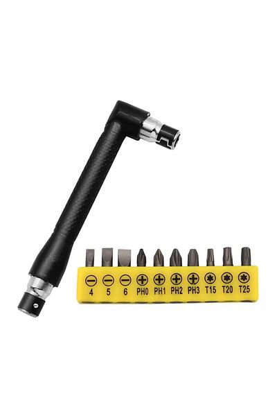 Choice 1 set L-shaped 1/4 Hexagonal Screwdriver Bit 90 Degree Double Head Handle Black 6.35 Wrench 10pc Yel