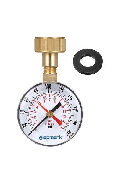 Choice WHITE Lepmerk 2- 1/2'' Pressure Gauge Water Pressure Test Gauge 3/4'' Female Hose Thread 0-200 PSI w