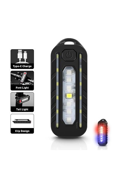 ESMARTER W676 USB Recharge LED Flashlight Work Light Keychain Flashlight for Police Shoulder Clip Lights Warn