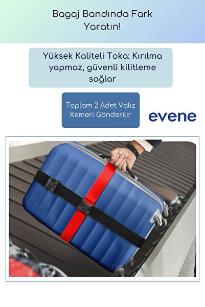 Evene Valiz Kemeri Bavul Kemeri Bavul Kilidi Valiz Kilit Siyah Kırmızı Renk