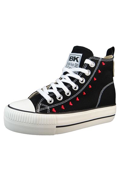 British Knights Damen High Sneaker Kaya Mid High Top B51-3730 Schwarz 01 black/hearts Textil