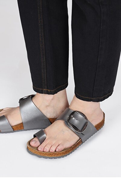 Jump 50012 Single Buckle Silver Color Women's Flip Flops