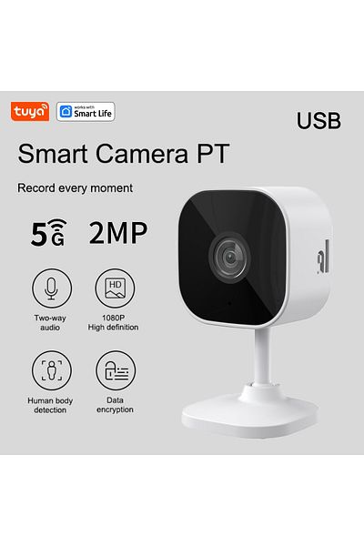 Choice كاميرا مراقبة منزلية ذكية من Tuya Smart 1080p Wi-Fi بدقة 2 ميجابكسل، عالية الدقة، تنبيهات تطبيق في الوقت الفعلي، 2
