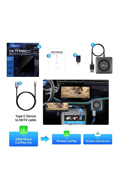 Choice1 C4 with cable Ottast Car TV Mate Pro Max Wireless CarPlay Android Aut...