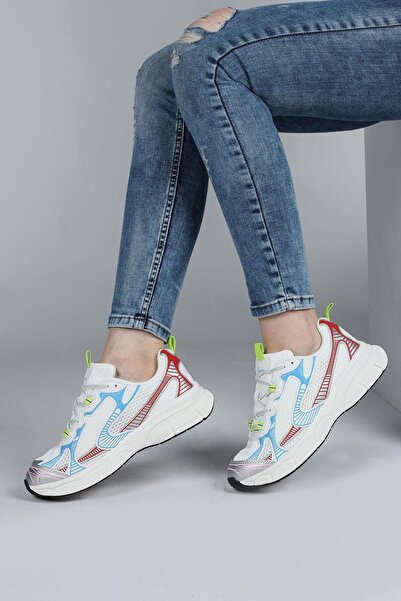 Jump 29819 White - Blue - Red Women's Sneaker Casual Sneakers
