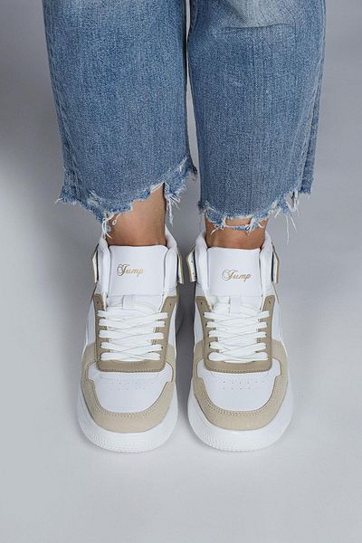 Jump 29100 High Top Bej - Alb Pantofi de damă Tenisi casual