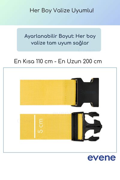 Evene Valiz Kemeri Bavul Kemeri Bavul Kilidi Valiz Kilit Siyah Sarı Renk