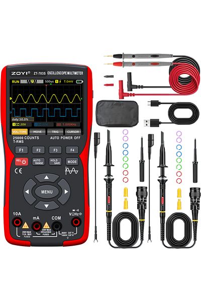 ZOYI 703S-Two probes ZT-703S 3 in 1 Handheld Oscilloscope Automotive Dual Channel 50MHz with Digital Mult