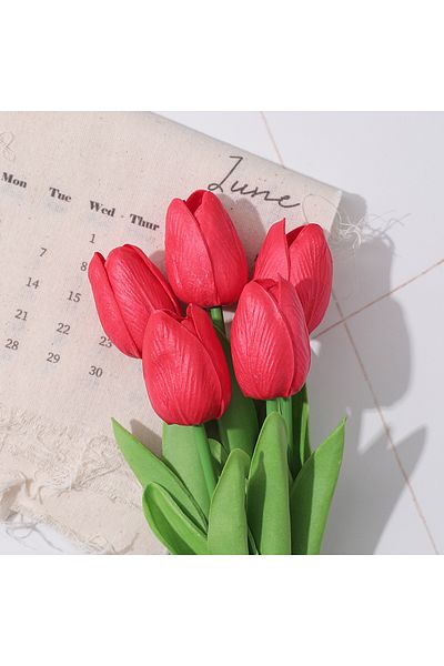Choice 10pcs Red 5/10Pcs Tulip Flowers Artificial Tulip Bouquet PE Foam Fake Flower for Wedding Ceremony De