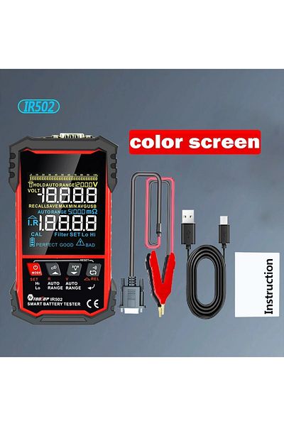 TOOLTOP IR502 TOOLTOP IR502 ±120V 500Ω Battery Internal Resistance Tester 4-Wire Kelvin Test Lead-acid Lithi