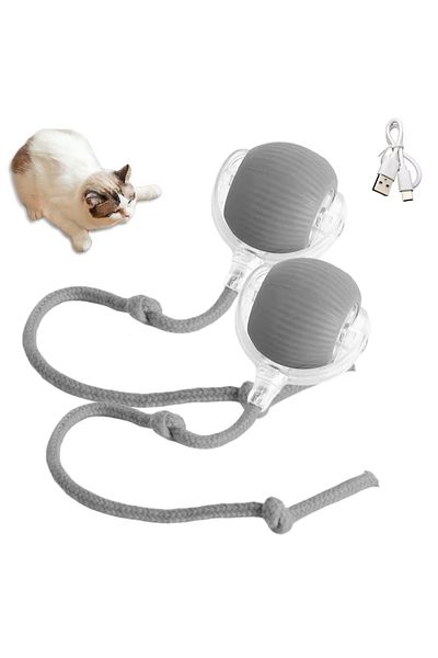 Choice 2PC Grey 1/2PCS Interactive Cat Toys Ball Auto Electric Rolling Ball Toys for Cats/Kitty Pets Smart