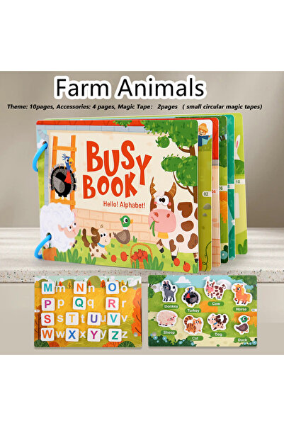 Choice3 كتاب حيوانات المزرعة للأطفال، الحيوانات، المركبات، الديناصورات، الملصقات وألعاب مطابقة الأرقام والحروف.