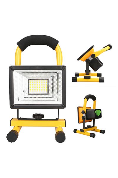 Yeahmart 1 قطعة قابس الاتحاد الأوروبي 60 واط 1/2 قطعة LED مصباح عمل محمول قابل لإعادة الشحن 60 واط مع حامل مصباح كشاف مقاوم للماء