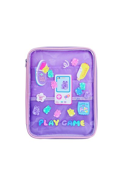 Choice purple PVC Transparent Cartoon Bear Tablet Bag Suitable for 11 inch 10.5 inch IPad Girls' Tablet Sto