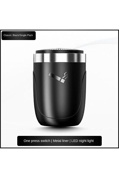 Choice Black Car Ashtray With LED Light Universal Alloy Ash Tray Aluminum Cup Smokeless Auto Ashtray Flame