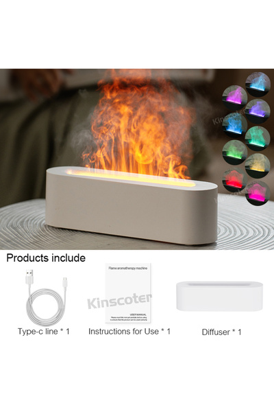 Choice جهاز ترطيب الهواء STYLE A White KINSCOTER RGB Flame Aroma Diffuser Air Humidifier Ultrasonic Cool Mist Maker Fogger LE
