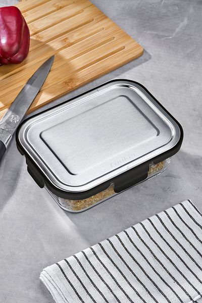 Cooker حاوية تخزين زجاجية سعة 1000 مل – مانعة للتسرب، مع غطاء من الفولاذ المقاوم للصدأ، لحفظ الطعام