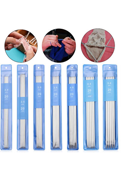 Kardelux 7 Adet Patik Çorap Şiş Seti (2-5NO)-kısa Çift Uçlu 20cm-başlangıç Ve Çocukları Şiş Seti