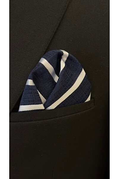 Dearmise Темно-синій та білий візерунковий подарунковий набір преміум краватки та носовички