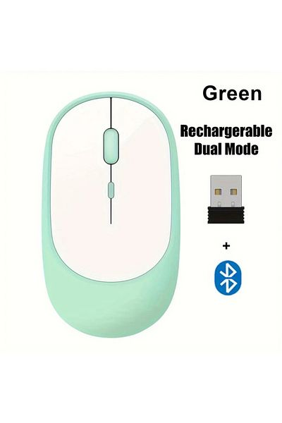 congdi Green-A Wireless Mouse Rechargeable Mouse Dual Modes Bluetooth-compatible 2.4G USB Mute Mice For Com