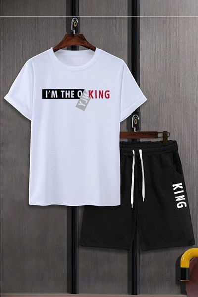 han elegant I'M the Only King Text Printed Quality Men's Bottom Top Tracksuit Set