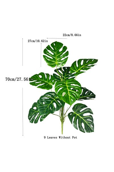 Choice 70cm 9 Leaves 70-100cm Artificial Monstera Tree Fake Palm Plants Plastic Turtle Leafs Tropical Lands