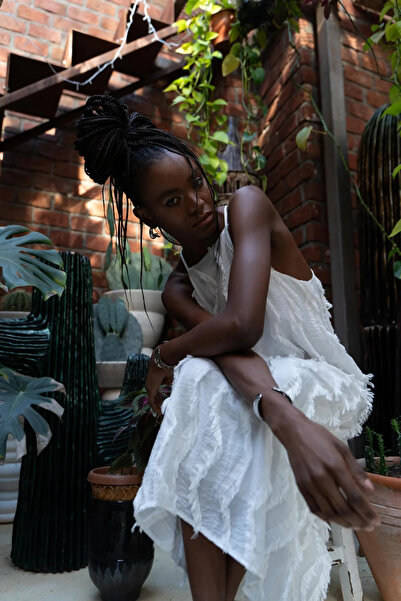 My Blog White Zigzag Jacquard Dress - 251017