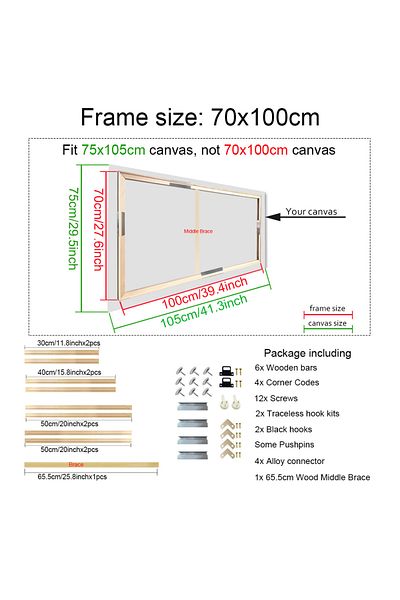 Choice طقم إطار خشبي DIY مقاس 70x100 سم 40x60 50x70 60x90 60x120 لإطارات اللوحات الزيتية القماشية، إطار خشبي