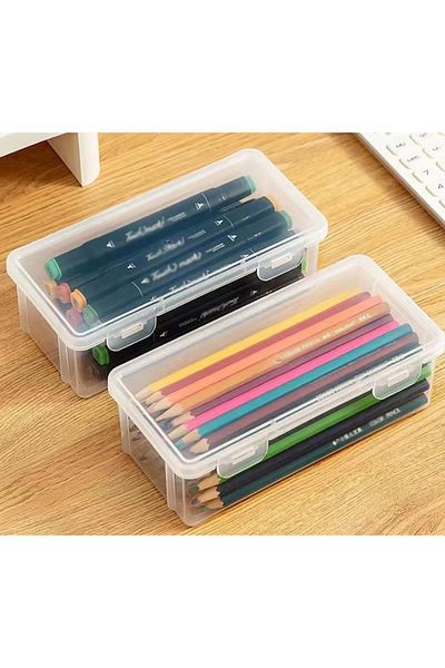 Choice 2pcs 1PC Storage box Transparent stationery pen Children's crayon pen bag Desktop storage and clutte