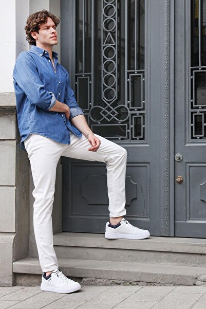 Jump 29736 White - Navy Blue Men's Sneaker Casual Sneakers