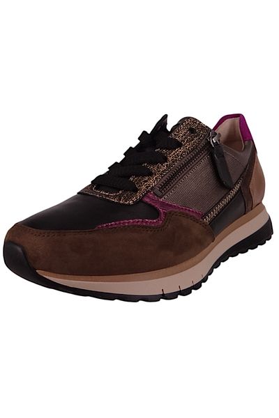 GABOR Damen Low Sneaker Low Top H-Weite 56.378 Mehrfarbig 63 Schwarz/Efeu/Golden Leder