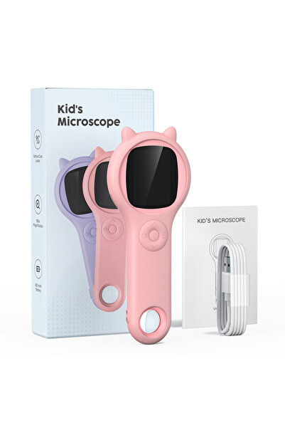 Choice1 مجهر رقمي مكبر محمول باليد باللون الوردي للأطفال، ألعاب تعليمية علمية...