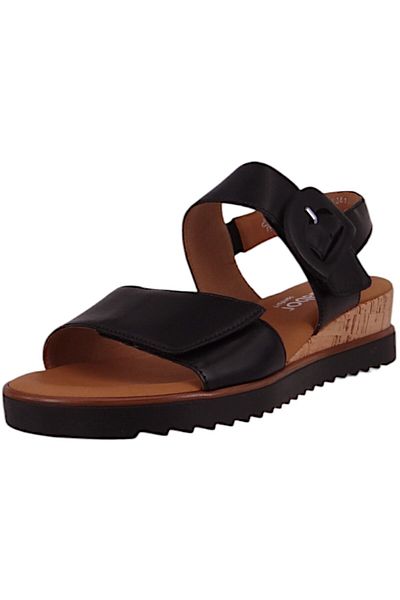 GABOR Damen Sandalen Keilabsatz G-Weite 42.752 Schwarz 57 Schwarz Leder