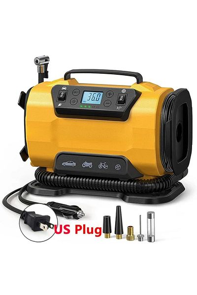 NarzrIe AC-DC US Plug Type Air Compressor Portable Dual Power 110V-230V AC/DC Air Car Compressor Inflator Pu