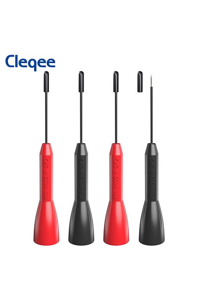 CLEQEE 2x Red 2x Black Cleqee P30038 4PCS 1mm Test Probe Insulated Multi-meter Needle Stainless Test Pin fo